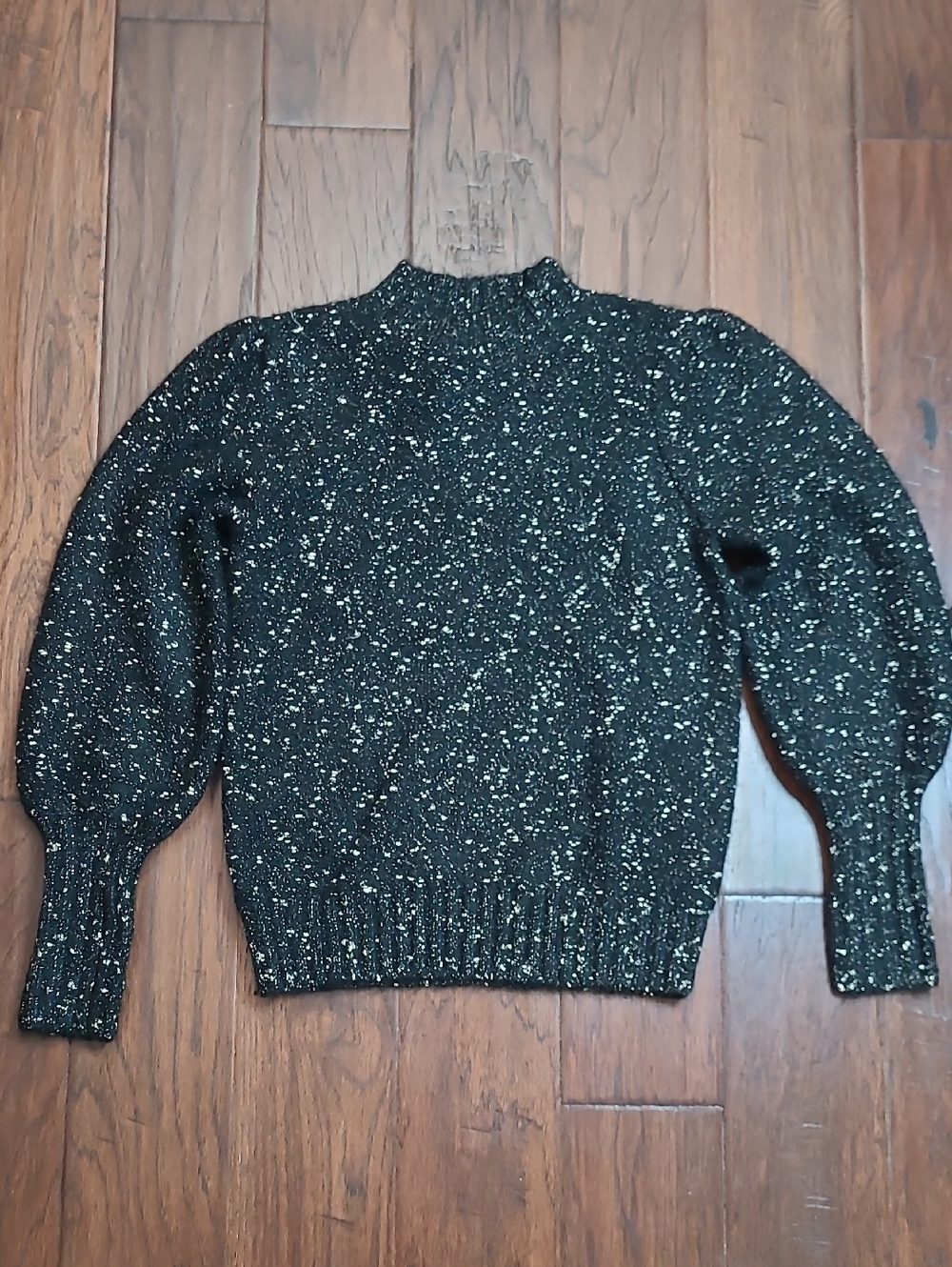 NWT Ann Taylor Factory Black High-Neck Sweater with Gold Accents size Small
